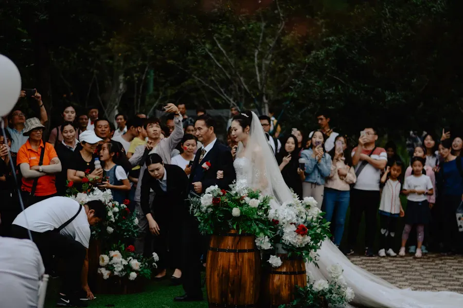 Guests at an outdoor ceremony